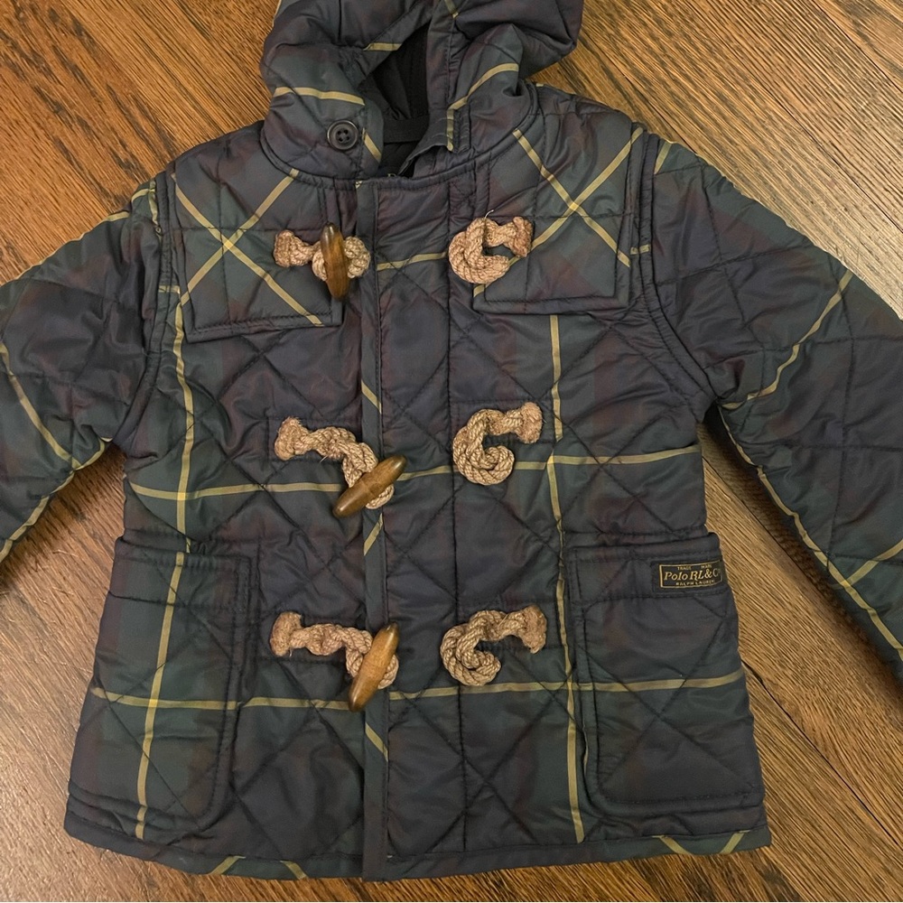 Polo Ralph Lauren Plaid Puffer Quilted Hooded Coat